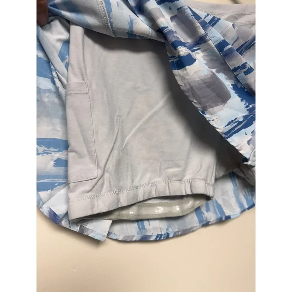 TASC Performance Turquoise/Navy/Gray/White Printed Skirt/Skort, Sz L